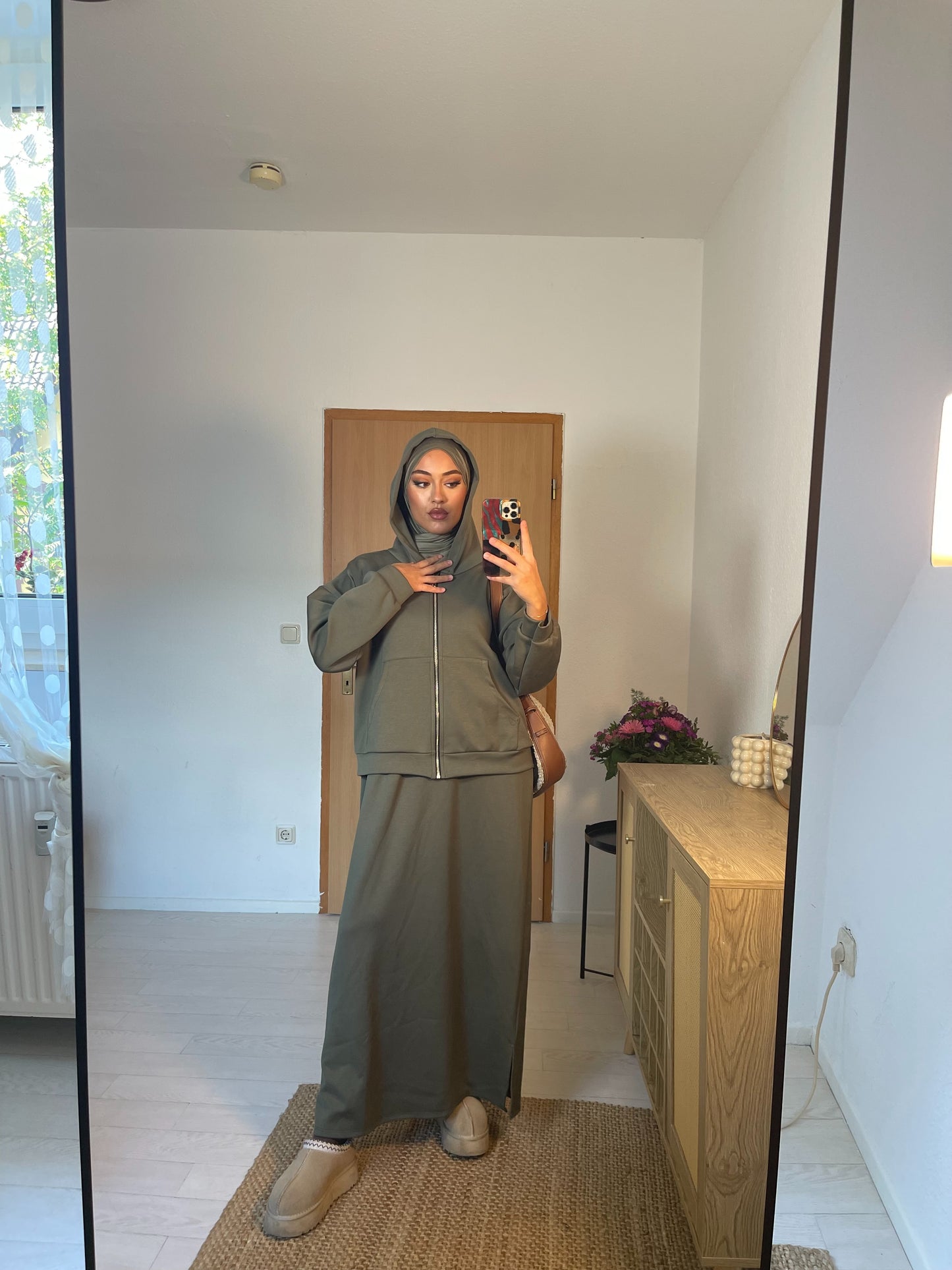 Hoodie Zweiteiler in khaki