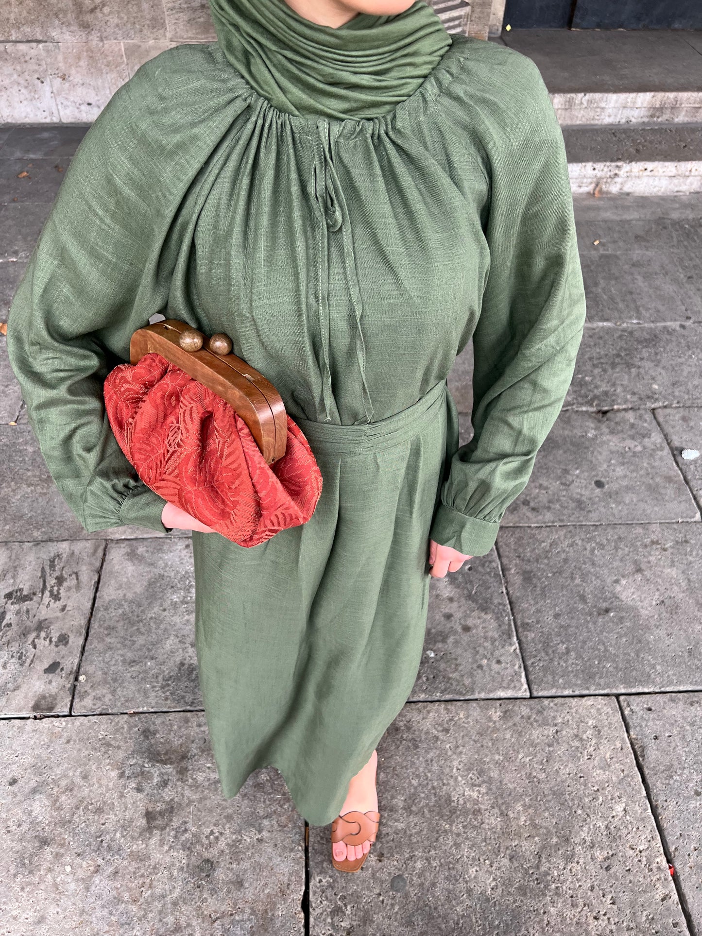 Noura Maxikleid in olive