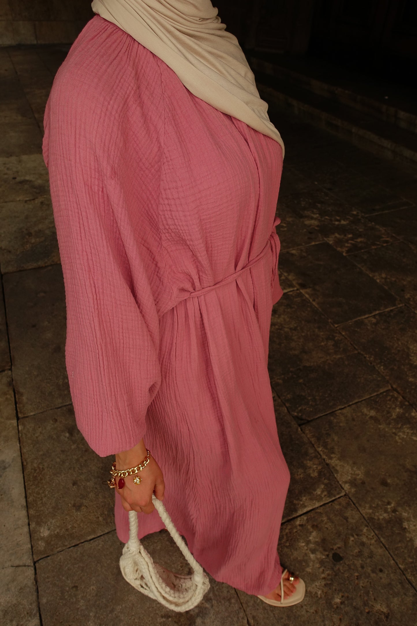Musselin Kleid in onion pink