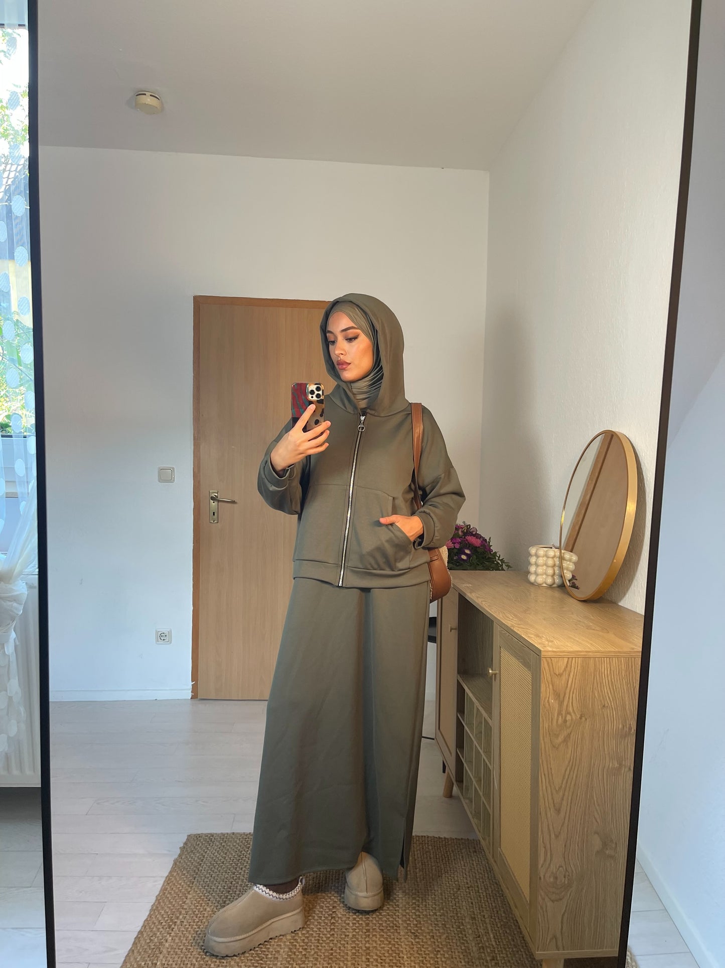 Hoodie Zweiteiler in khaki