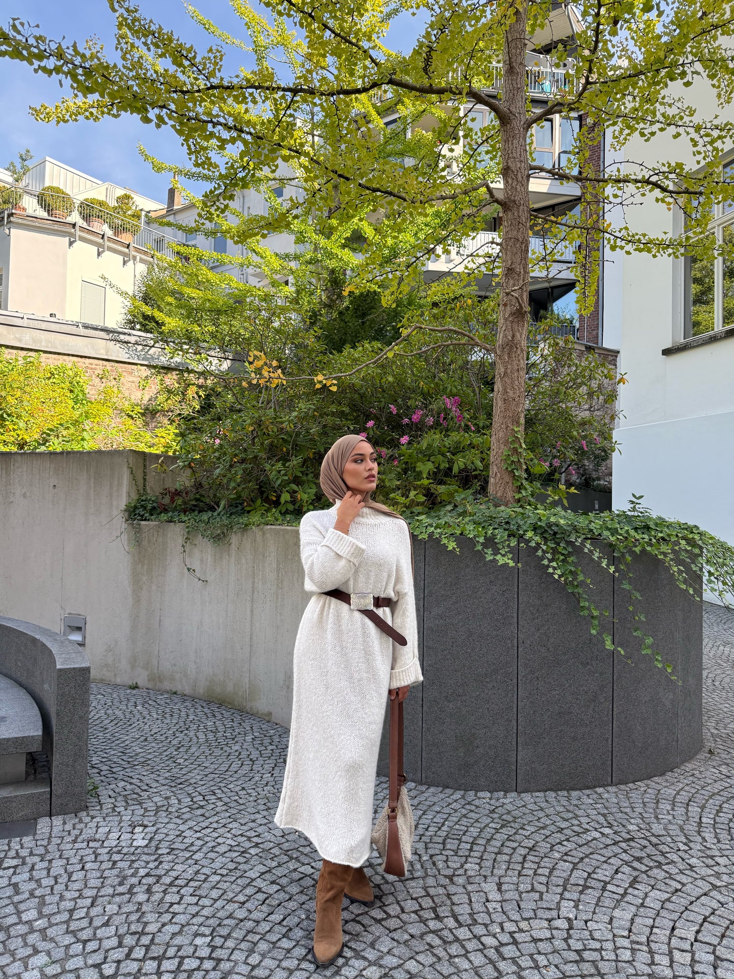 Strickkleid in creme