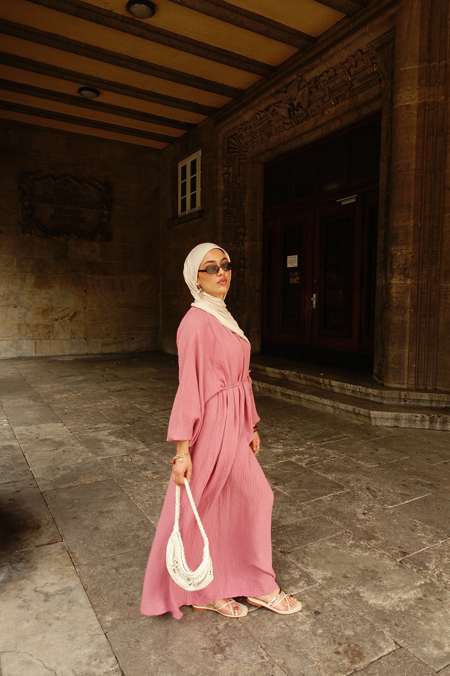 Musselin Kleid in onion pink