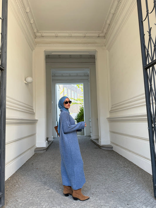 Strickkleid in blau