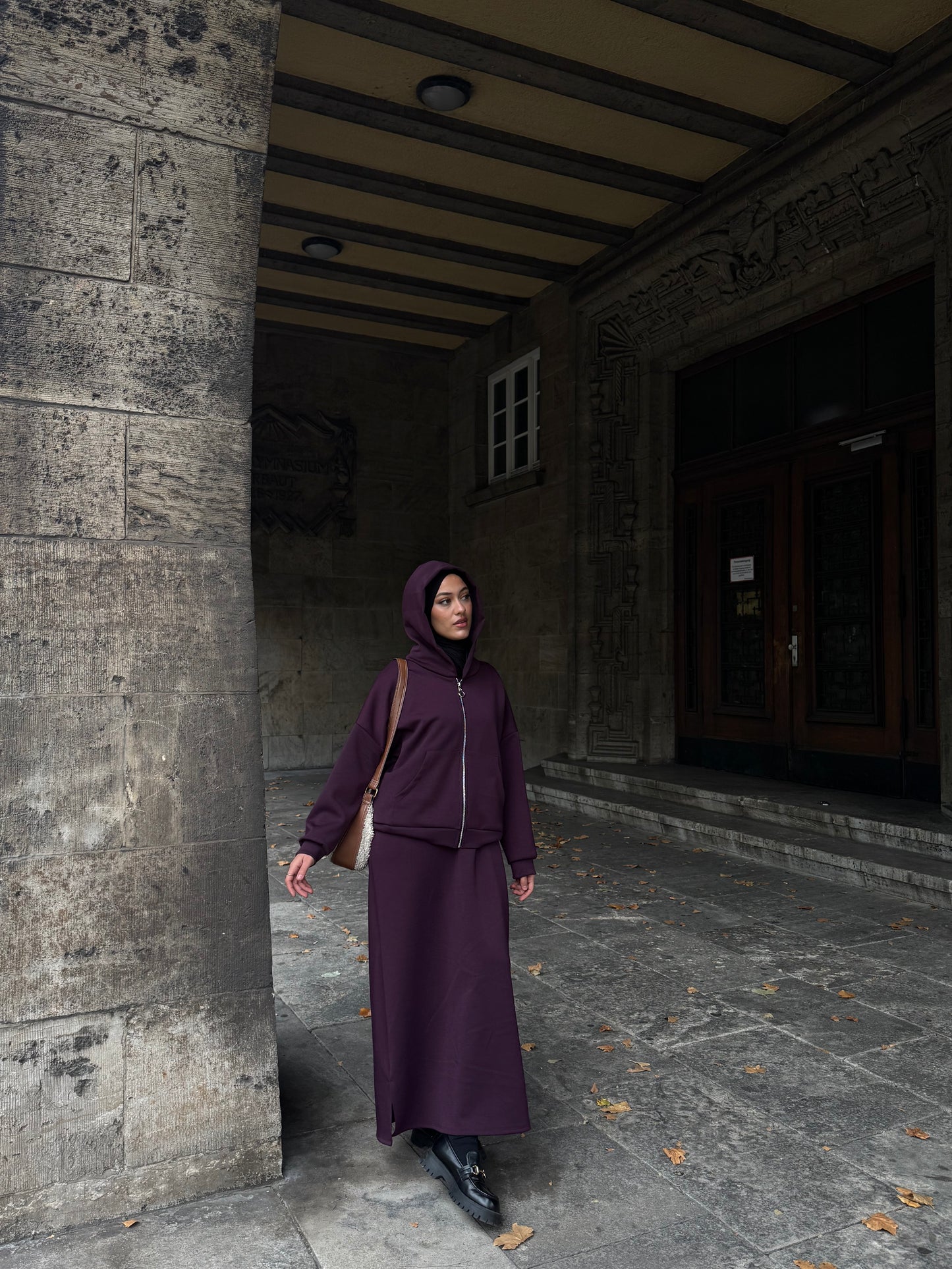 Hoodie Maxikleid in burgundy