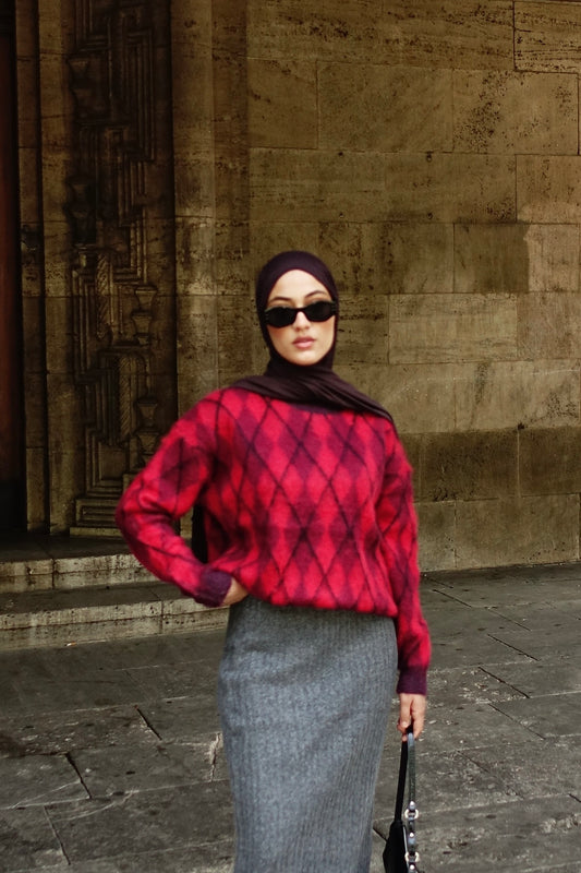 Flauschiger Pullover in rot