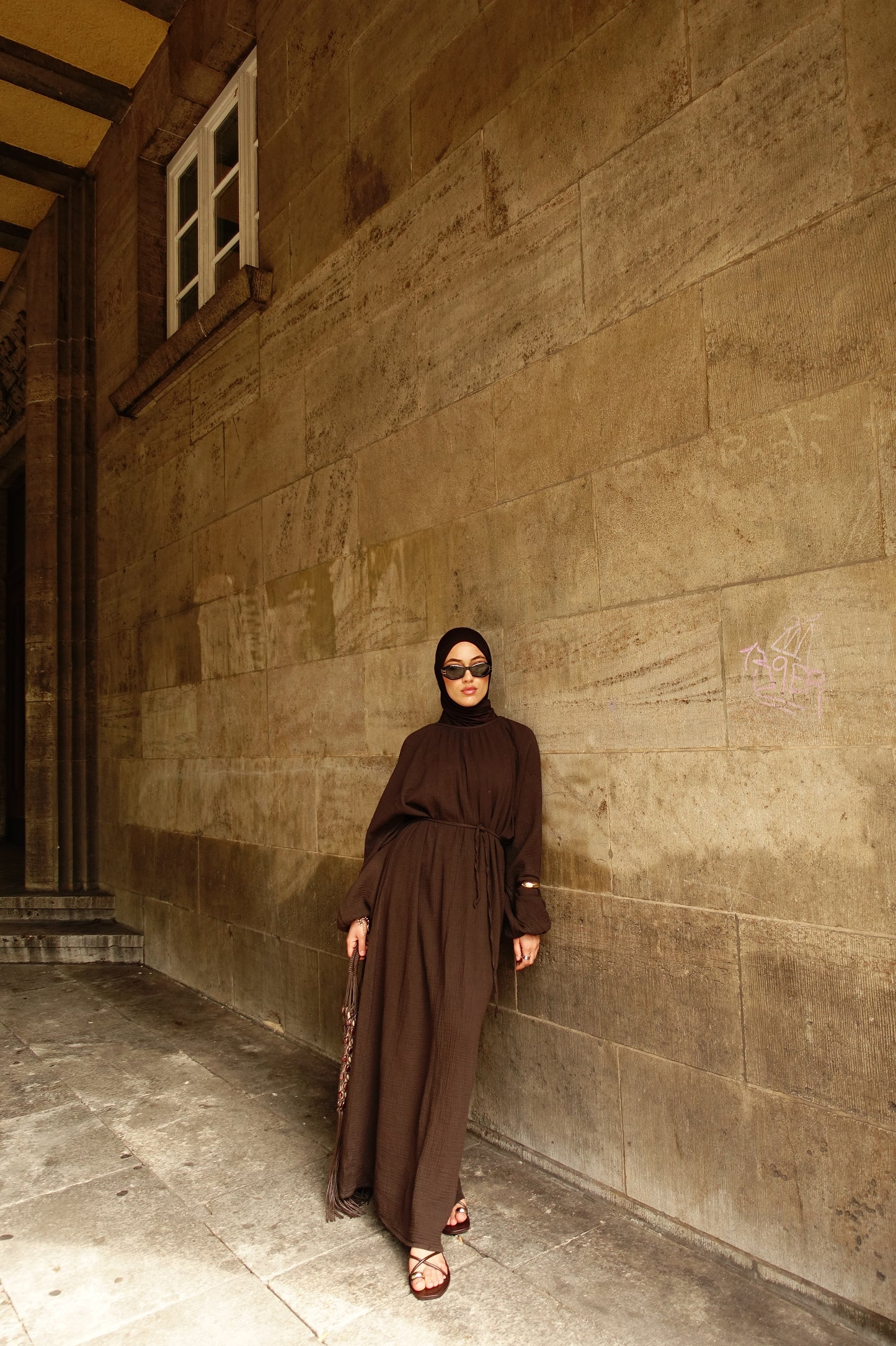 Musselin Kleid in braun