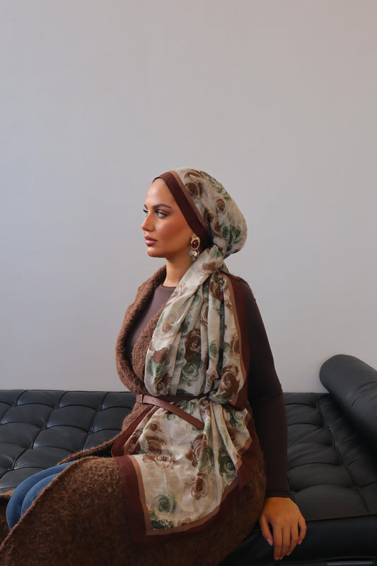 Flower Hijab in braun