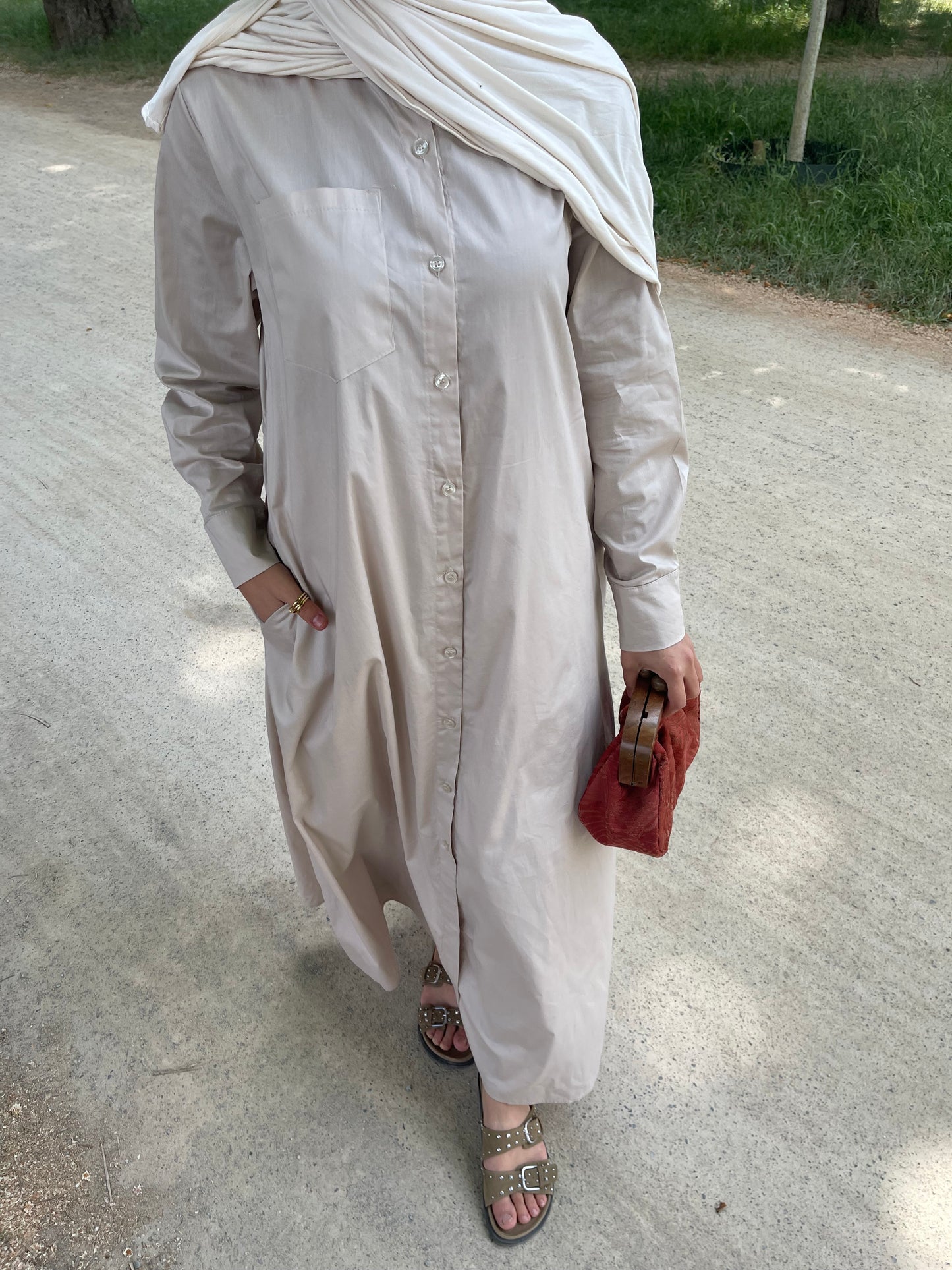 Maxikleid in taupe