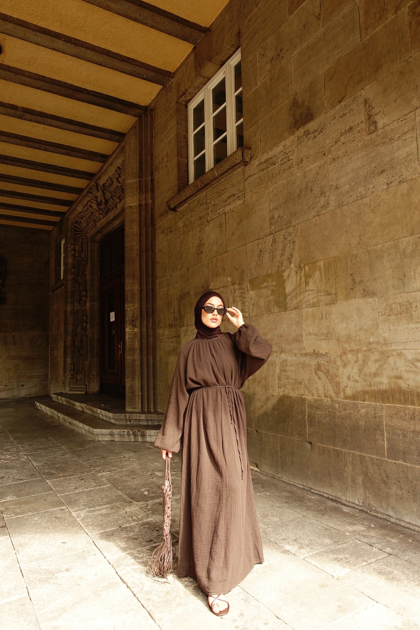 Musselin Kleid in braun