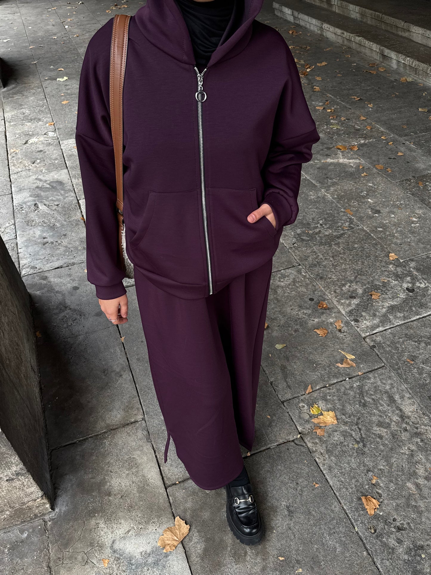 Hoodie Maxikleid in burgundy