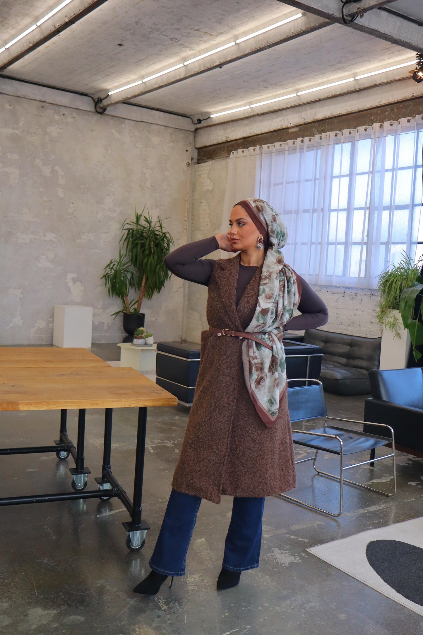 Flower Hijab in braun