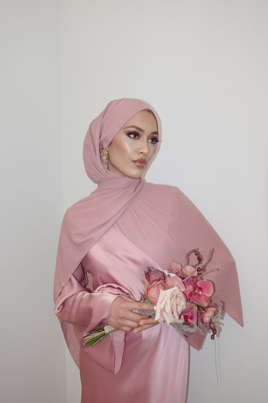 Krepp Hijab in Altrosa