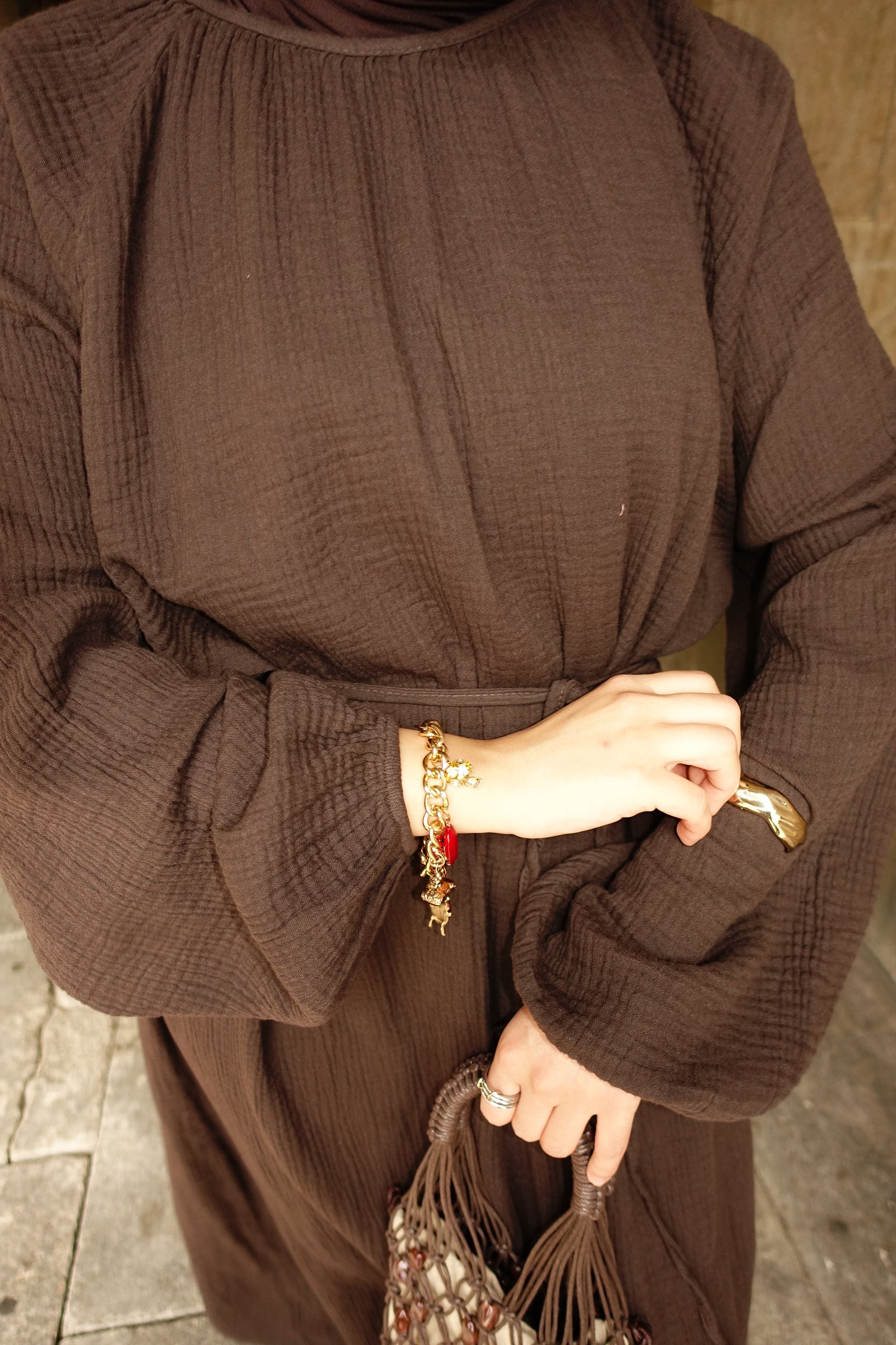 Musselin Kleid in braun