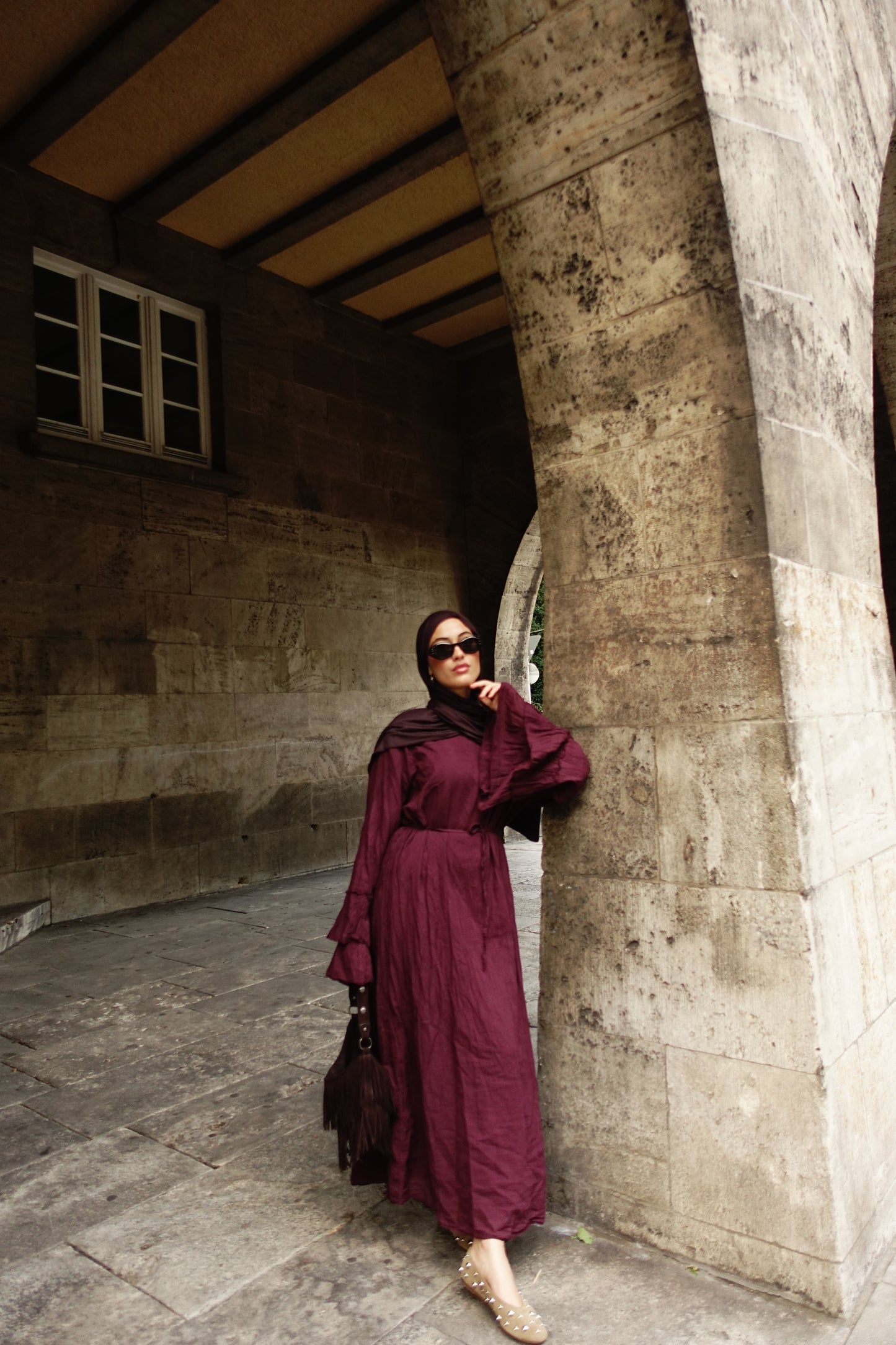 Sahara Maxikleid in bordeaux
