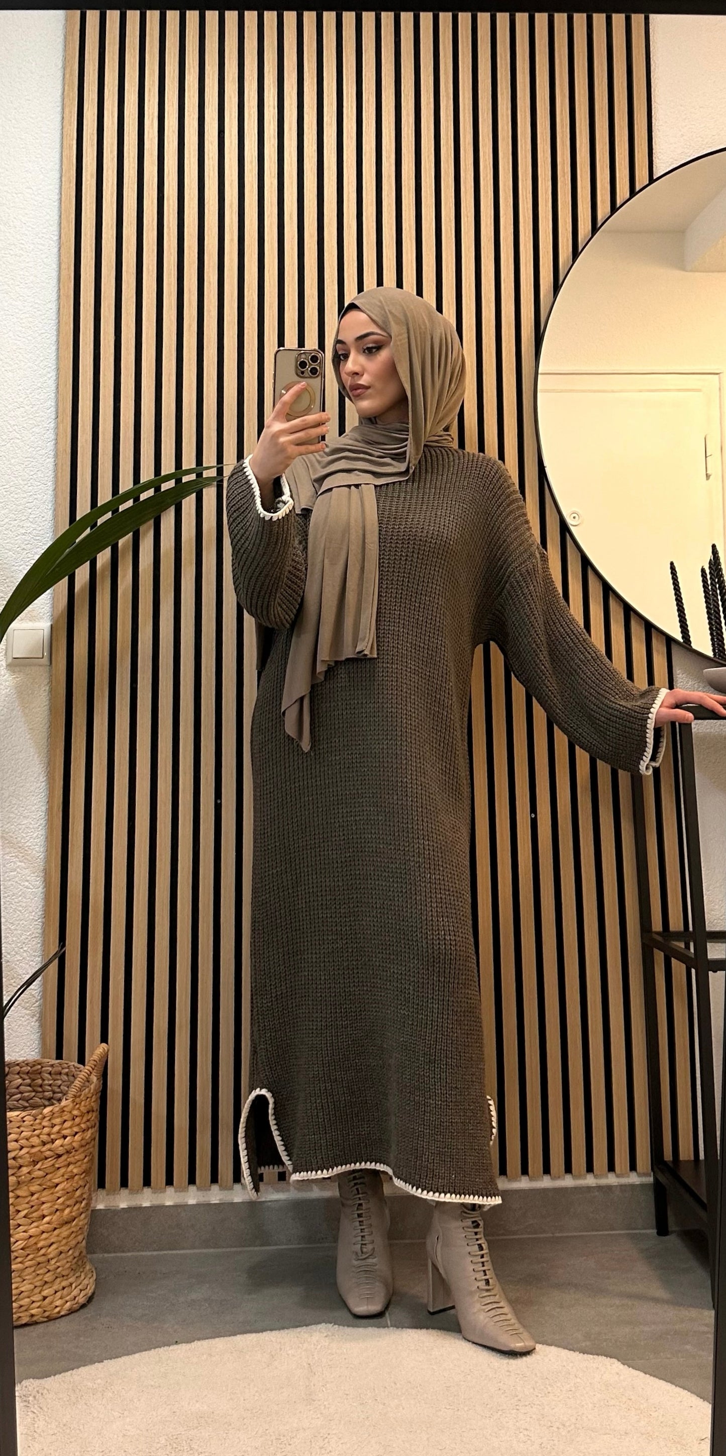 Cozy Maxikleid in coffee