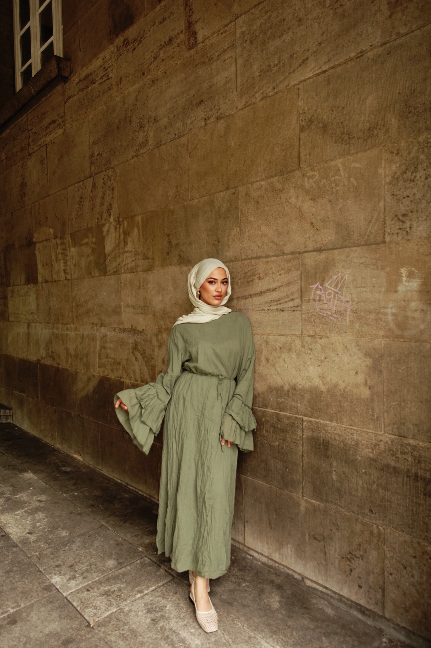 Sahara Maxikleid in olive